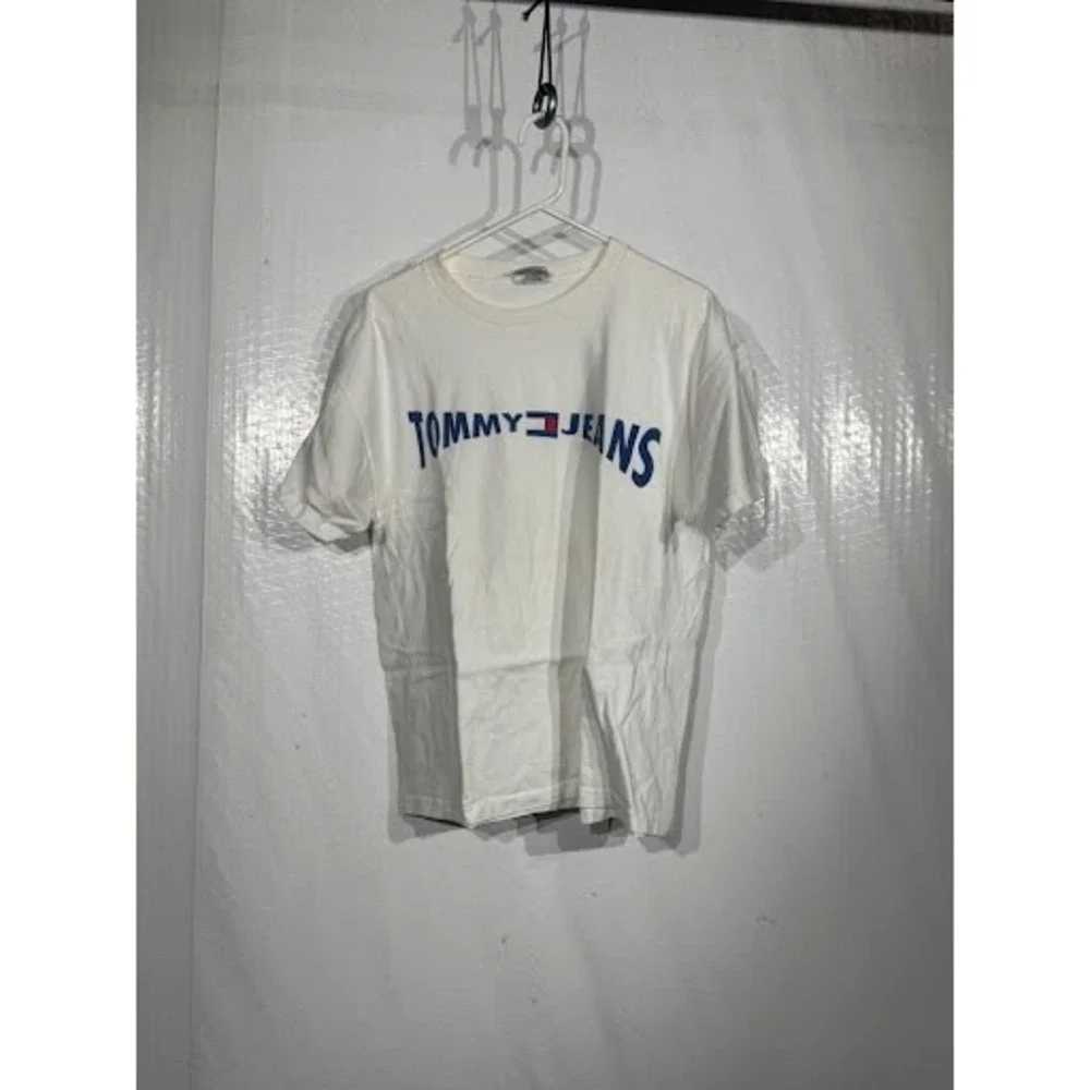 VTG 90s Tommy Hilfiger Jeans White T-Shirt Arch Logo USA Made XL Single Stitch